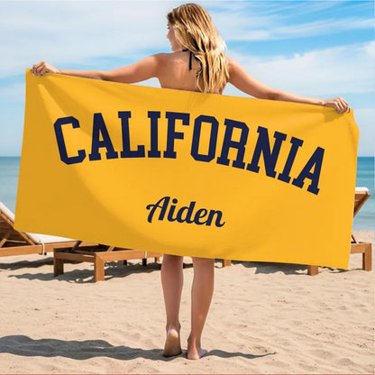 Personalized College Beach Towel, Custom Name School Spirit Towel, Graduation Gift for College Students 684828