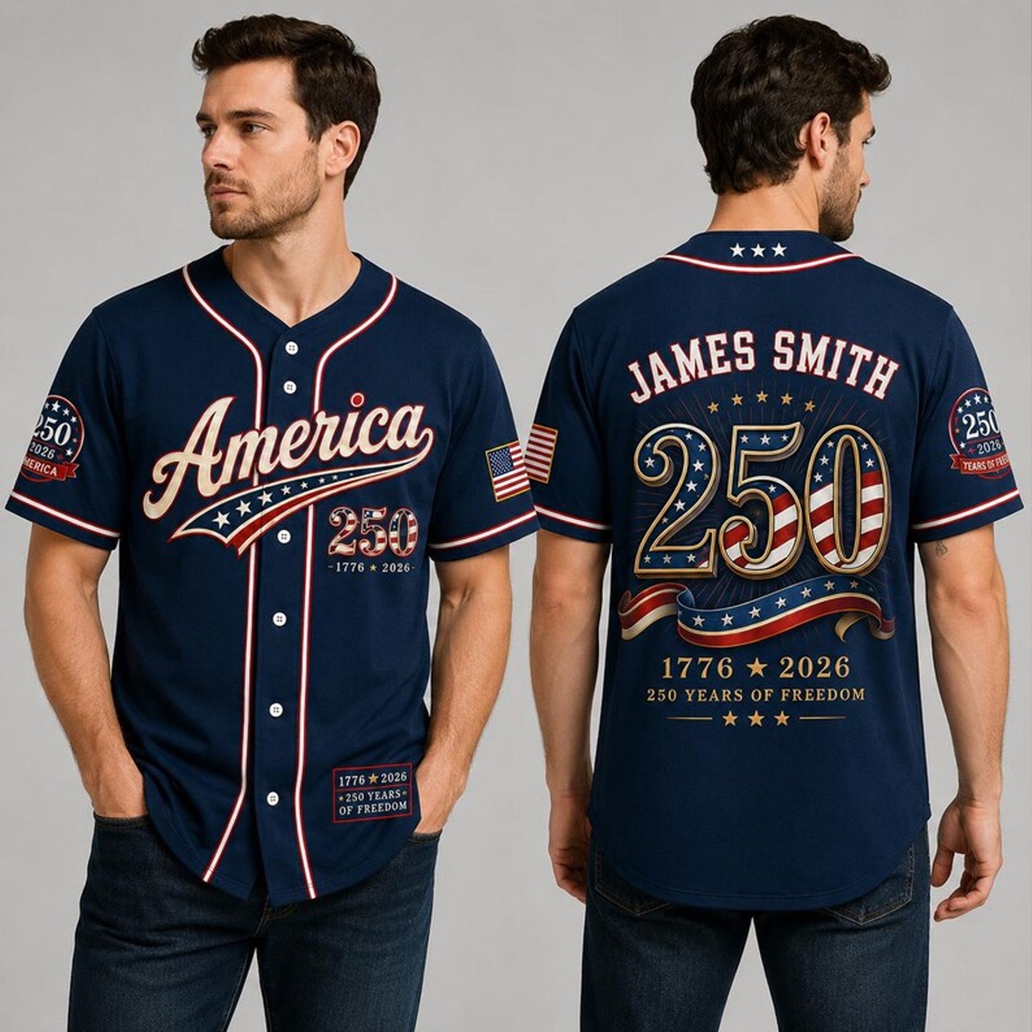 Custom 250 Years Anniversary USA Baseball Jersey, Personalized Name Patriotic Shirt, America 1776-2026 Jersey 685249 WFD