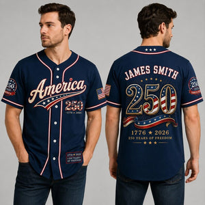 Custom 250 Years Anniversary USA Baseball Jersey, Personalized Name Patriotic Shirt, America 1776-2026 Jersey 685249 WFD