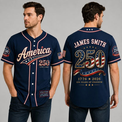 Custom 250 Years Anniversary USA Baseball Jersey, Personalized Name Patriotic Shirt, America 1776-2026 Jersey 685249 WFD