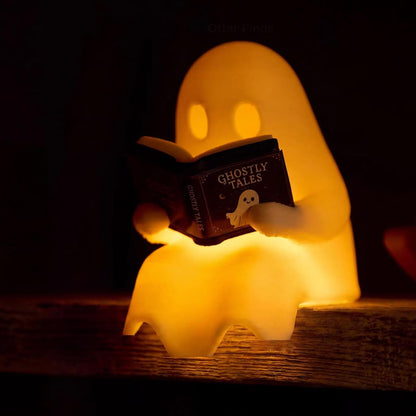 Reading Ghost Light, Cute Halloween Ghost Shelf Sitter with Rocking Chair, Spooky Fall Decor, Book Lover Gift 686666 WFD