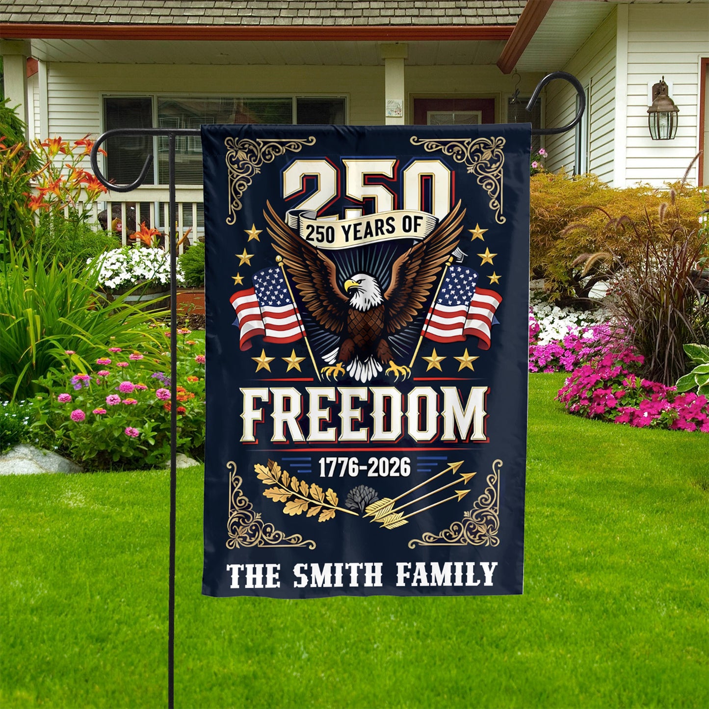 Custom Name 250 Years of Freedom Garden Flag | Patriotic Eagle 1776–2026 Garden Flag 684368