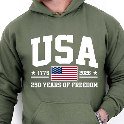 250 Years of Freedom USA Shirt, American Flag 1776-2026 Patriotic Independence Day Tee 685407