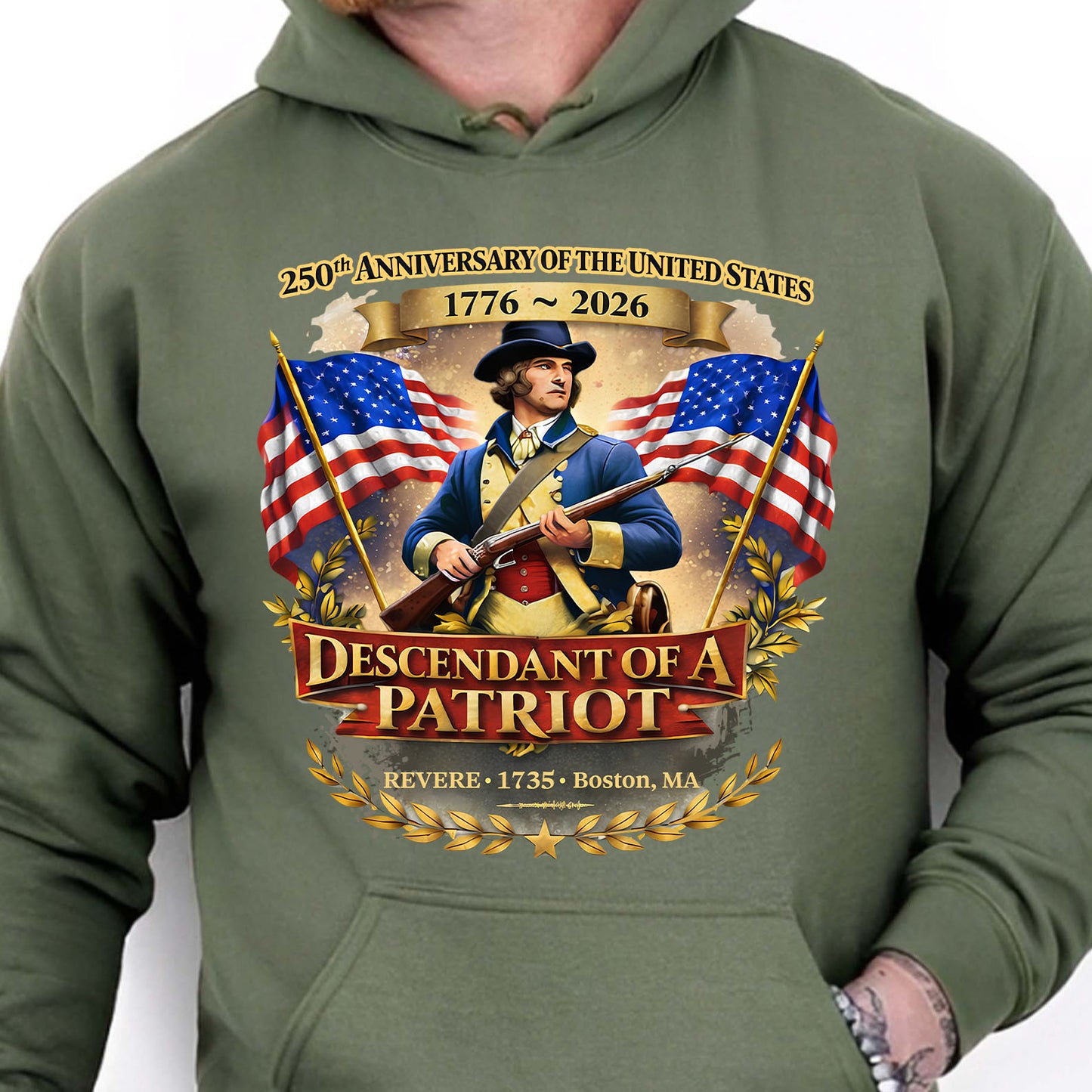 Personalized 250 Years USA Anniversary Shirt | Custom Descendant of a Patriot Tee | Patriotic Heritage Gift 684455