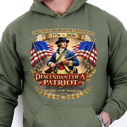 Personalized 250 Years USA Anniversary Shirt | Custom Descendant of a Patriot Tee | Patriotic Heritage Gift 684455