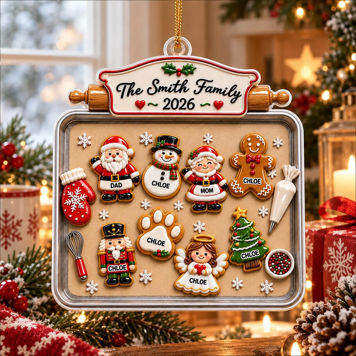 Personalized Family Cookie Tray Acrylic Ornament, Custom Names Christmas Ornament, Family Gift 2026 686938 WFD