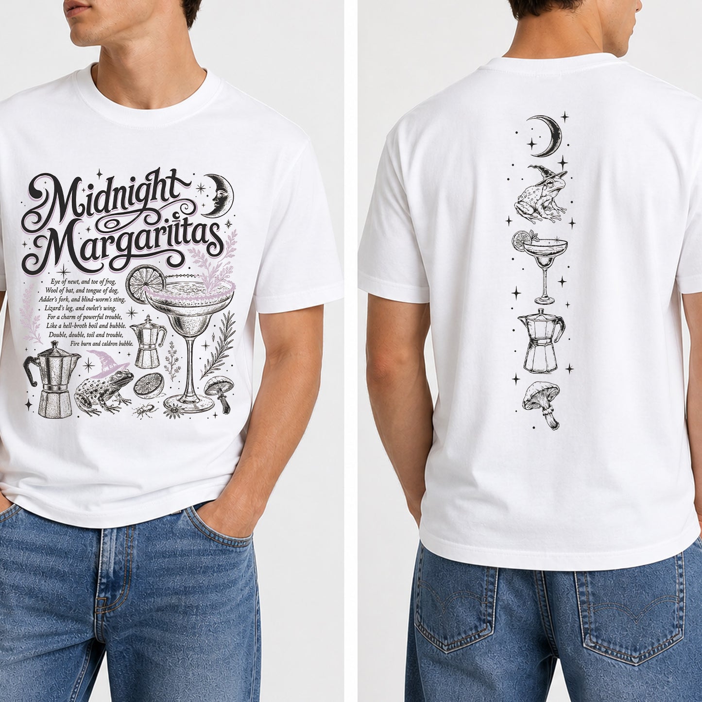 Vintage Midnight Margaritas Front & Back Shirt, Retro Practical Magic Tee, Spooky Halloween Movie Gift 685655