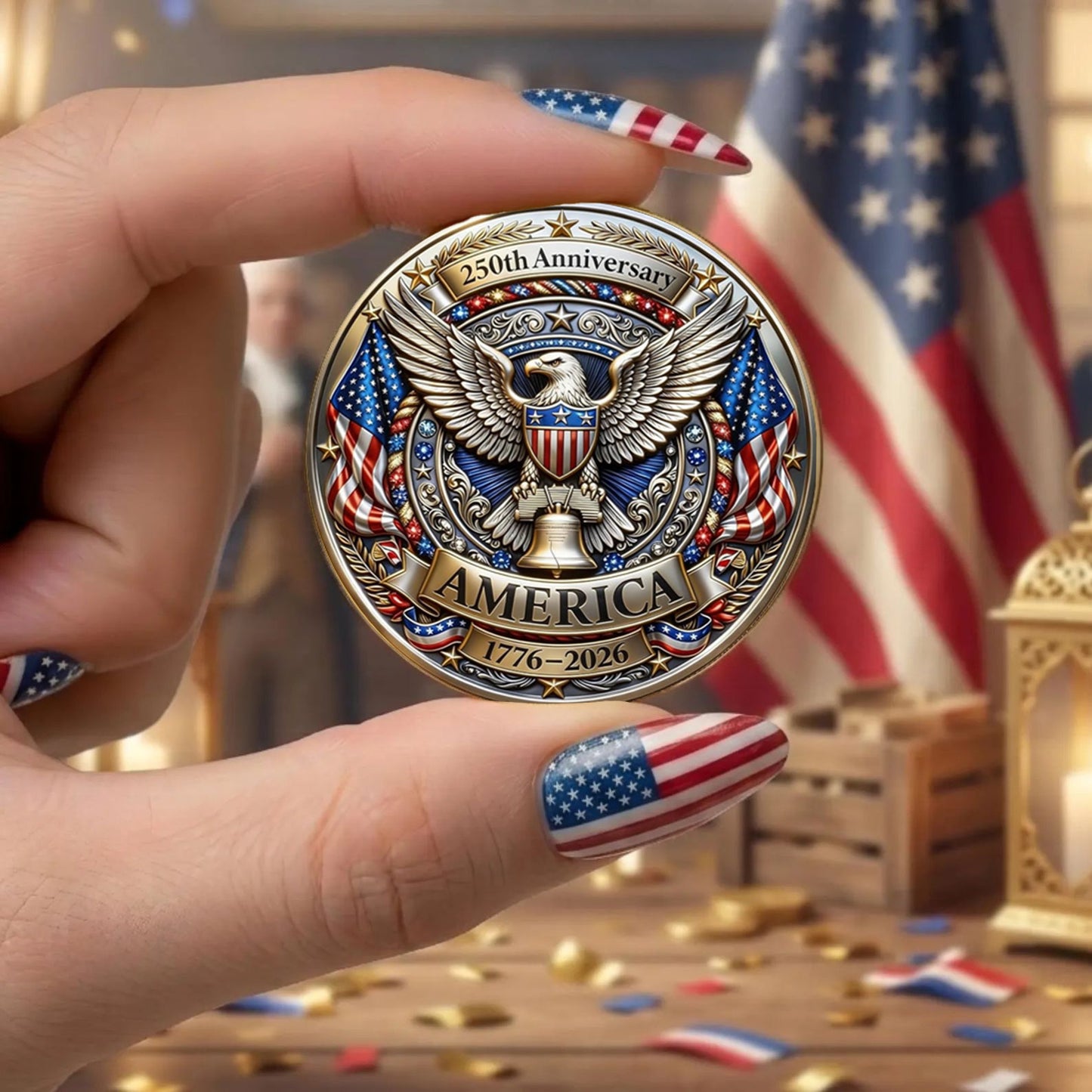 Personalized 250 Years Anniversary Coin | Patriotic Custom Name Eagle Liberty Commemorative Coin 684638