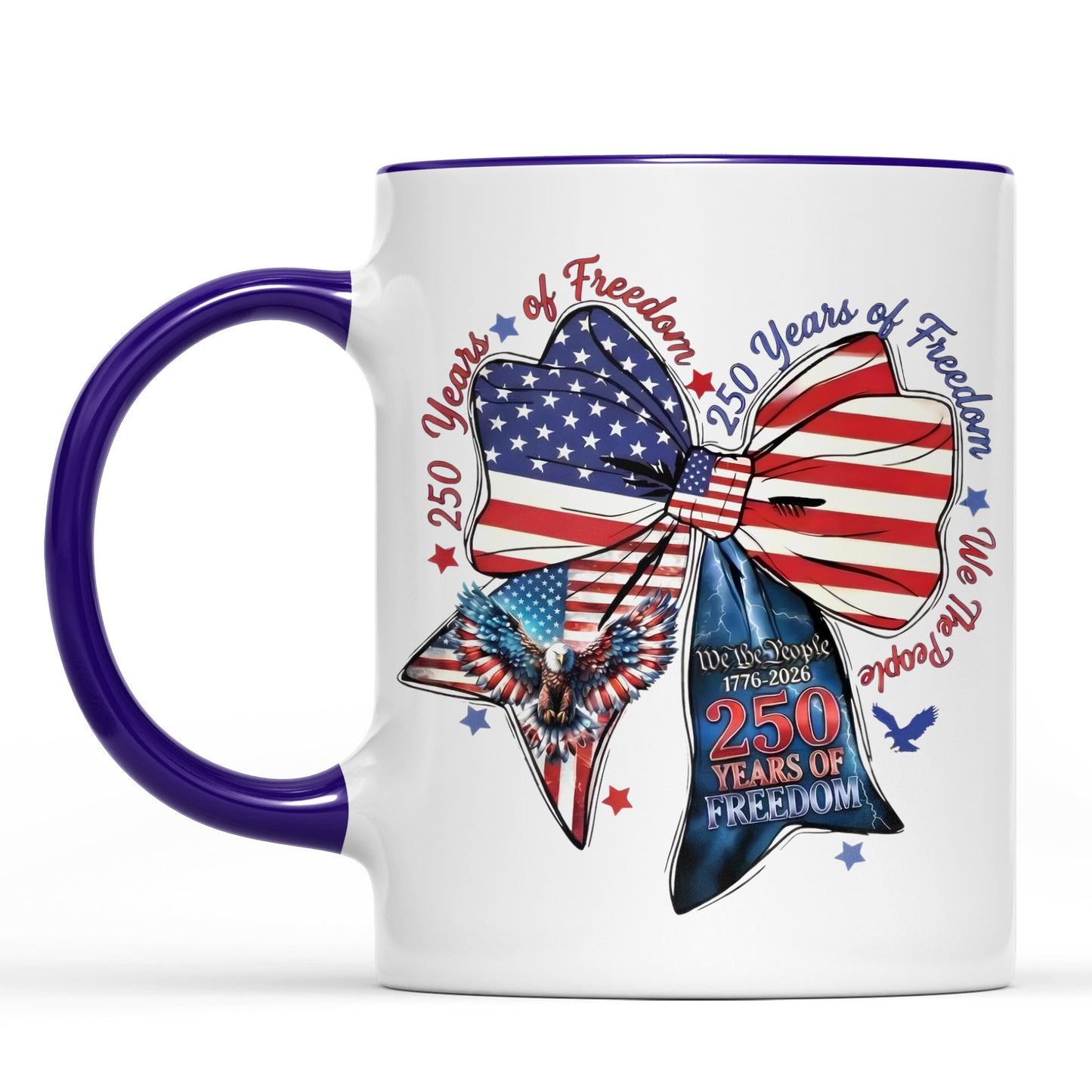 250 Years of Freedom Coquette Bow Mug | Patriotic We The People 1776–2026 White Mug Accent Mug 684221