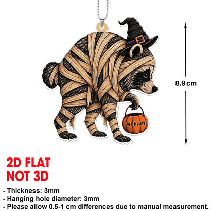 Personalized Mummy Raccoon Car Ornament, Funny Trick or Trash Halloween Ornament 685851