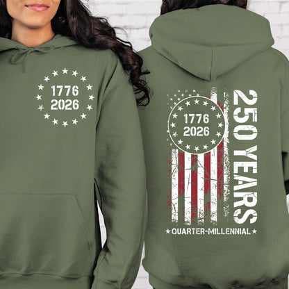 250 Years Anniversary Shirt, 1776–2026 USA T-Shirt, Patriotic American Flag Shirt, 4th of July Pocket & Back Shirt 684079