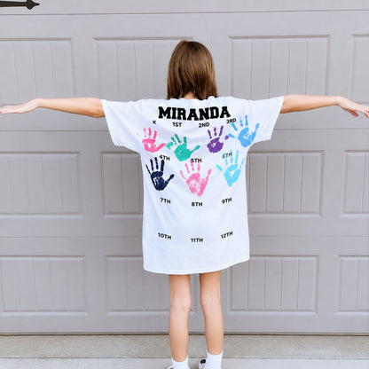 Personalized Grow With Me Front & Back Shirt, Custom Class of Kids Handprint Large Print Shirt 685740 WFD