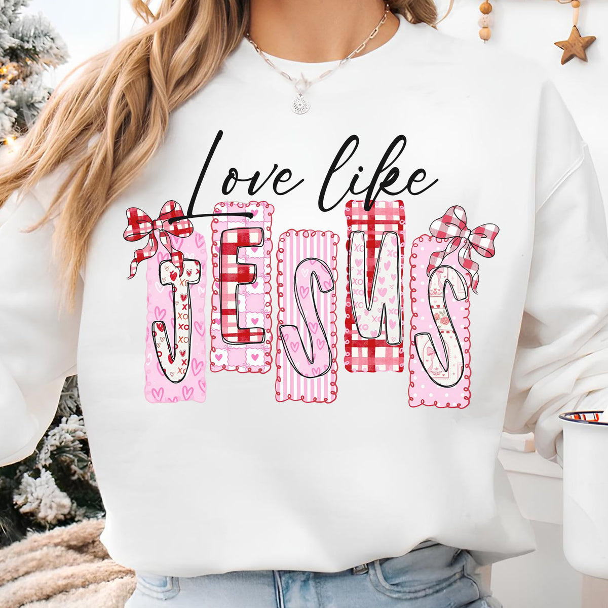 Love Like Jesus Sweatshirt, Valentine Christian Shirt, Pink Jesus Shirt, Christian Valentine Tee 683975