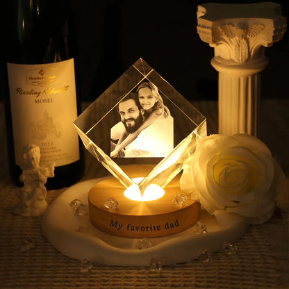 Personalized Heart 3D Crystal Photo with LED Light, Custom Photo Keepsake, Anniversary Gift for Couples 685497 WFD
