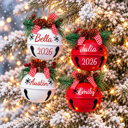 Personalized Jingle Bell Ornament, Custom Name & Year Bell with Pine Cone Christmas Ornament 686668 WFD