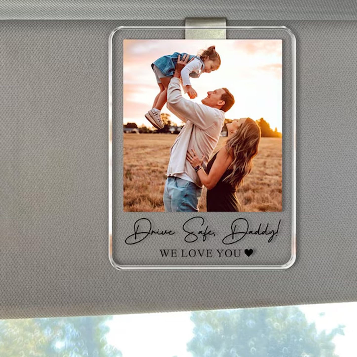 Custom Photo Car Visor Clip, Personalized Drive Safe Daddy Sun Visor Gift, First Father’s Day Gift 685154