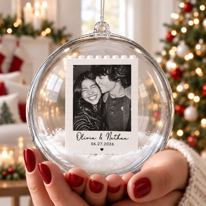 Custom Photo Couple Lego Bauble Ornament, Personalized Names & Date Christmas Keepsake Gift 686286 WFD