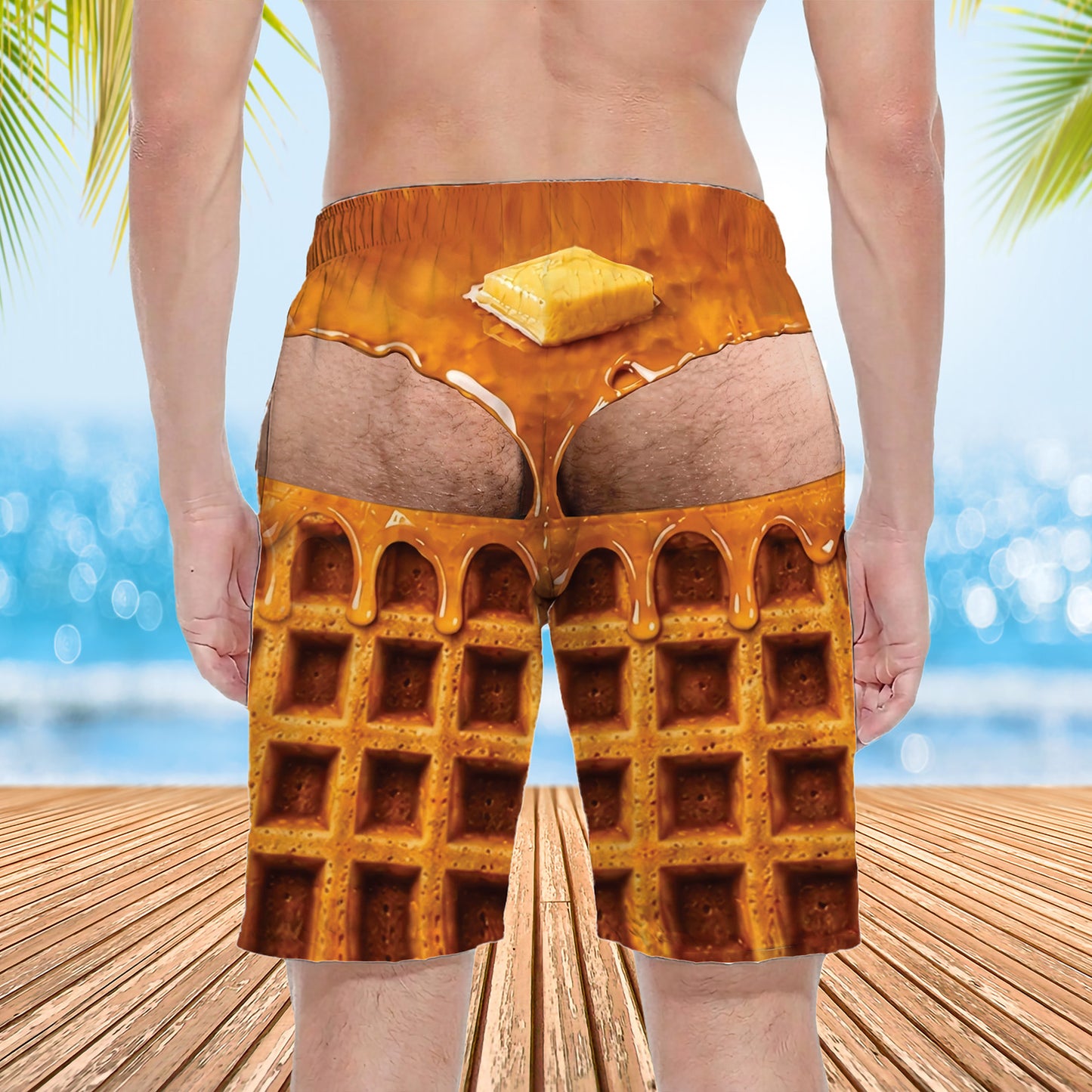 Funny Men’s Fake Butt Swim Trunks, American Flag Beach Shorts, Gag Gift for Husband Dad Boyfriend 685889