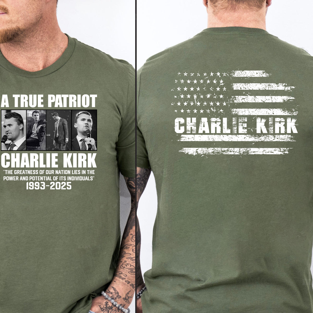 Charlie Kirk Memorial Shirt |  Republican Dark Shirt | A True Patriot Tribute Tee | Human Rights & Free Speech | Charlie Kirk Front & Back Shirt 683000