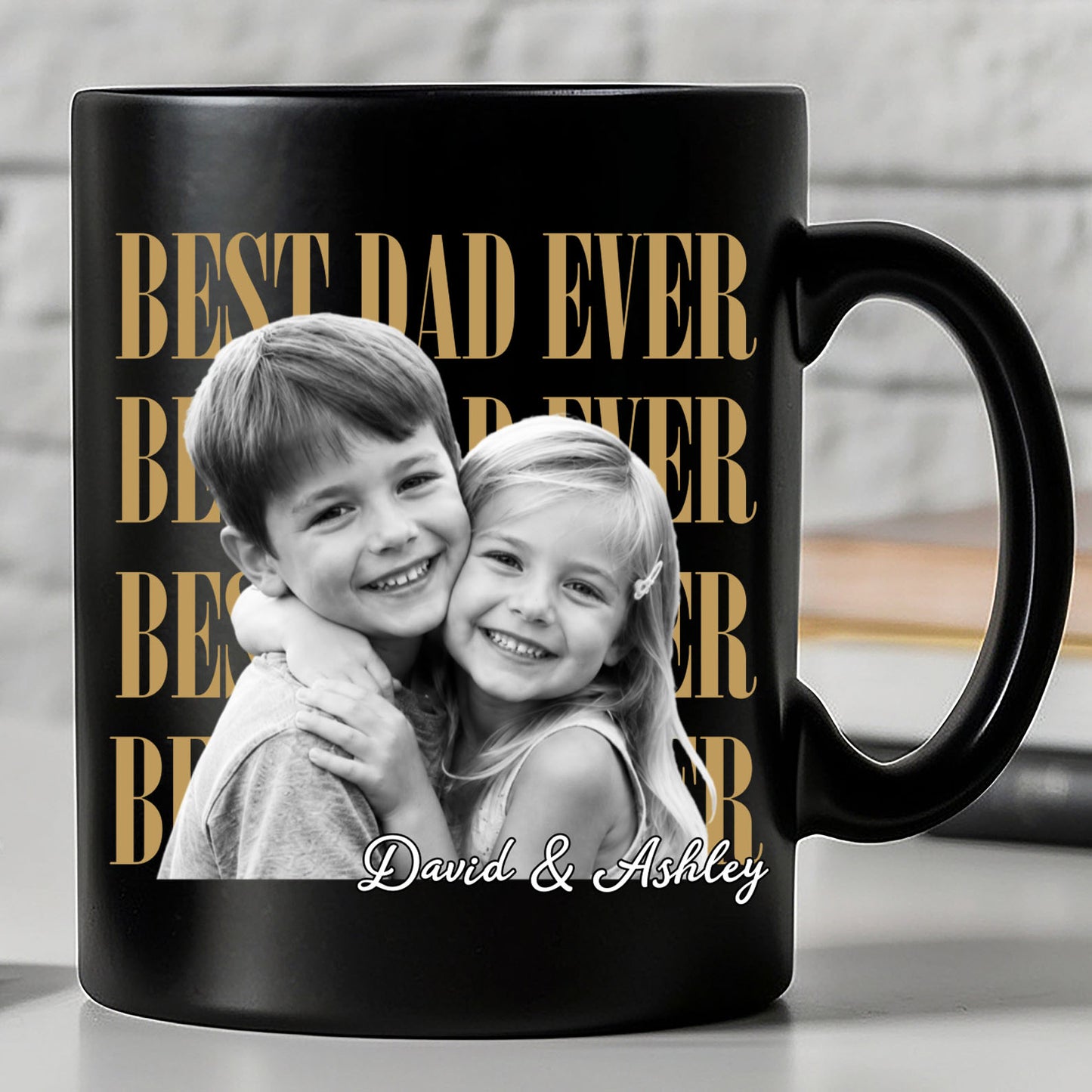 Custom Vintage Photo Dad Black Mug, Personalized Coffee Mug for Dad Husband, Father’s Day Gift 685145