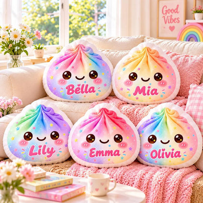 Personalized Glitter Dumpling Pillow, Custom Name Rainbow Cushion, Kids Room Decor, Christmas Gift 686907 WFD