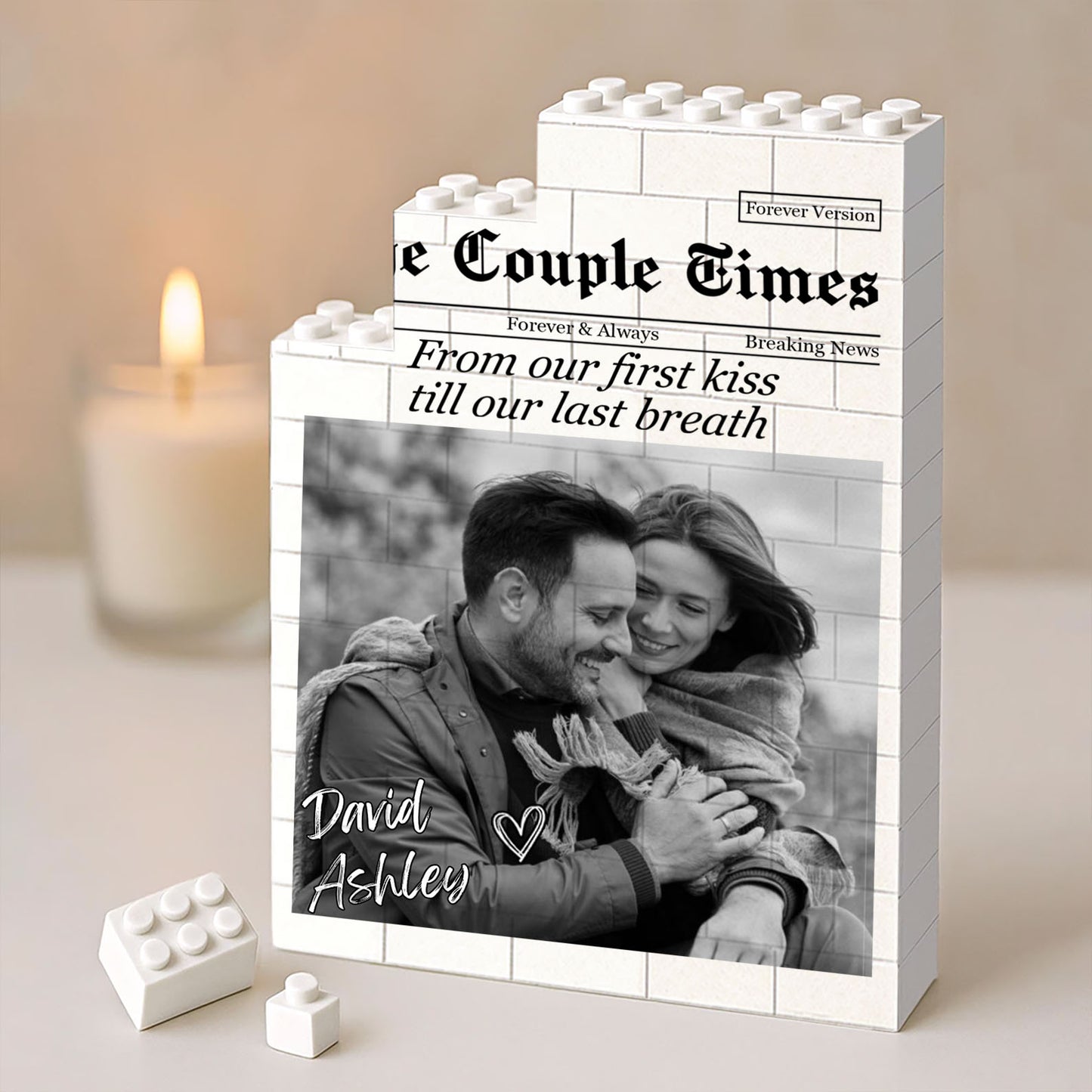 Custom Photo Building Brick Blocks for Couple, Personalized Anniversary Keepsake, Gift for Couple 685972