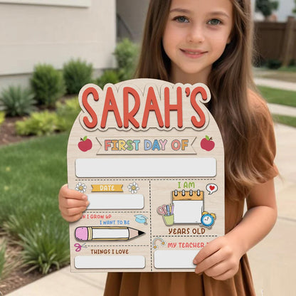 Personalized First & Last Day of School Sign, Custom Wooden School Board, Kindergarten First Day School Sign 685369