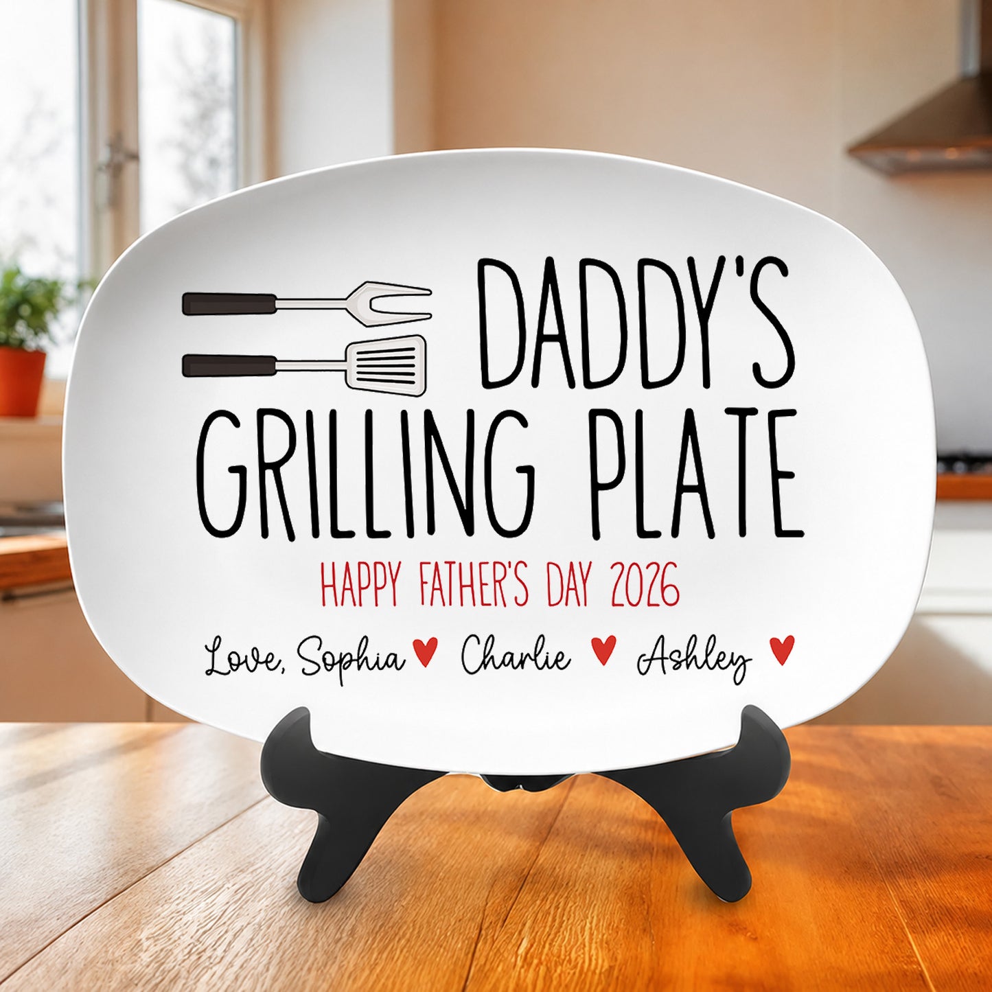 Custom Dad’s Grilling Plate, Personalized BBQ Serving Tray Platter, Father’s Day Gift From Kids 685112