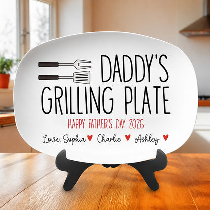 Custom Dad’s Grilling Plate, Personalized BBQ Serving Tray Platter, Father’s Day Gift From Kids 685112