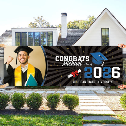 Custom Photo Congrats Class of 2026 Banner Flag | Personalized Graduation Banner, Senior Gift Decor 684559