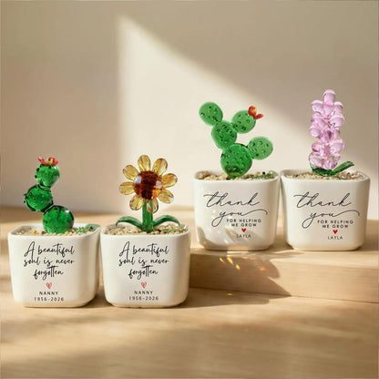 Custom Stained Glass Flower Pot, Thank You for Helping Me Grow Personalized Teacher Appreciation Gift 684769