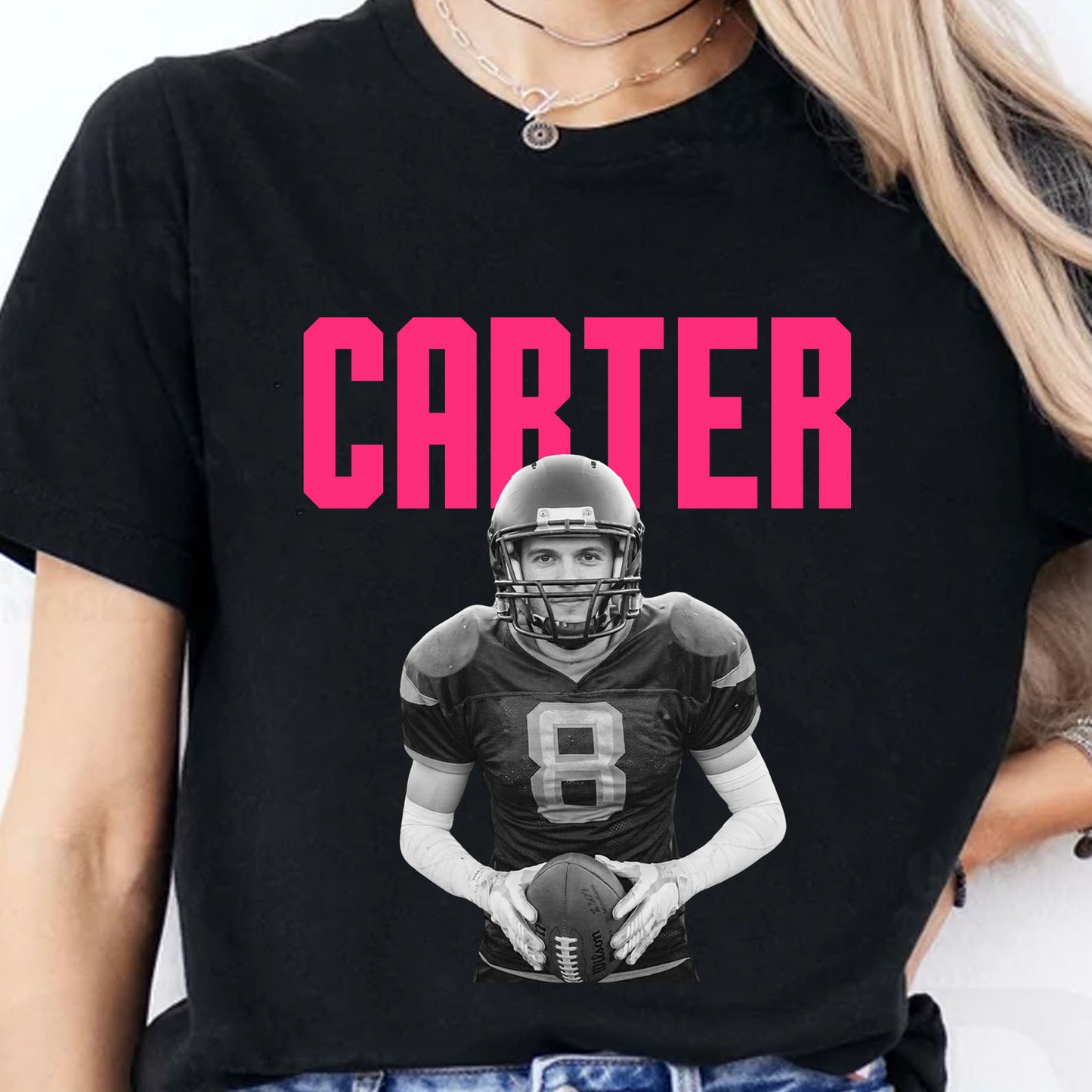 Personalized Football Mom Shirt, Custom Photo & Name Tee, Football Game Day Mom Gift 686201