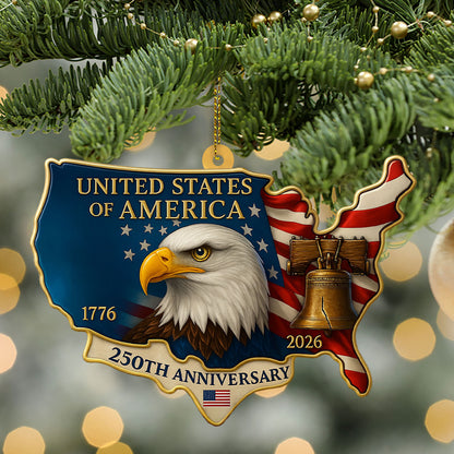 USA 250 Years 1776–2026 Wood Ornament | Patriotic 4th of July Christmas Ornament | Happy 250th Birthday Ornament 683127