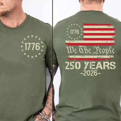 250 Years Anniversary Shirt, Patriotic 4th of July Hoodie, We The People 1776–2026 Pocket & Back Shirt 684132