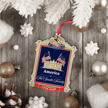 Custom Name 250 Years USA 2-Sided Aluminum Ornament, 1776–2026 Patriotic Christmas Ornament 685737