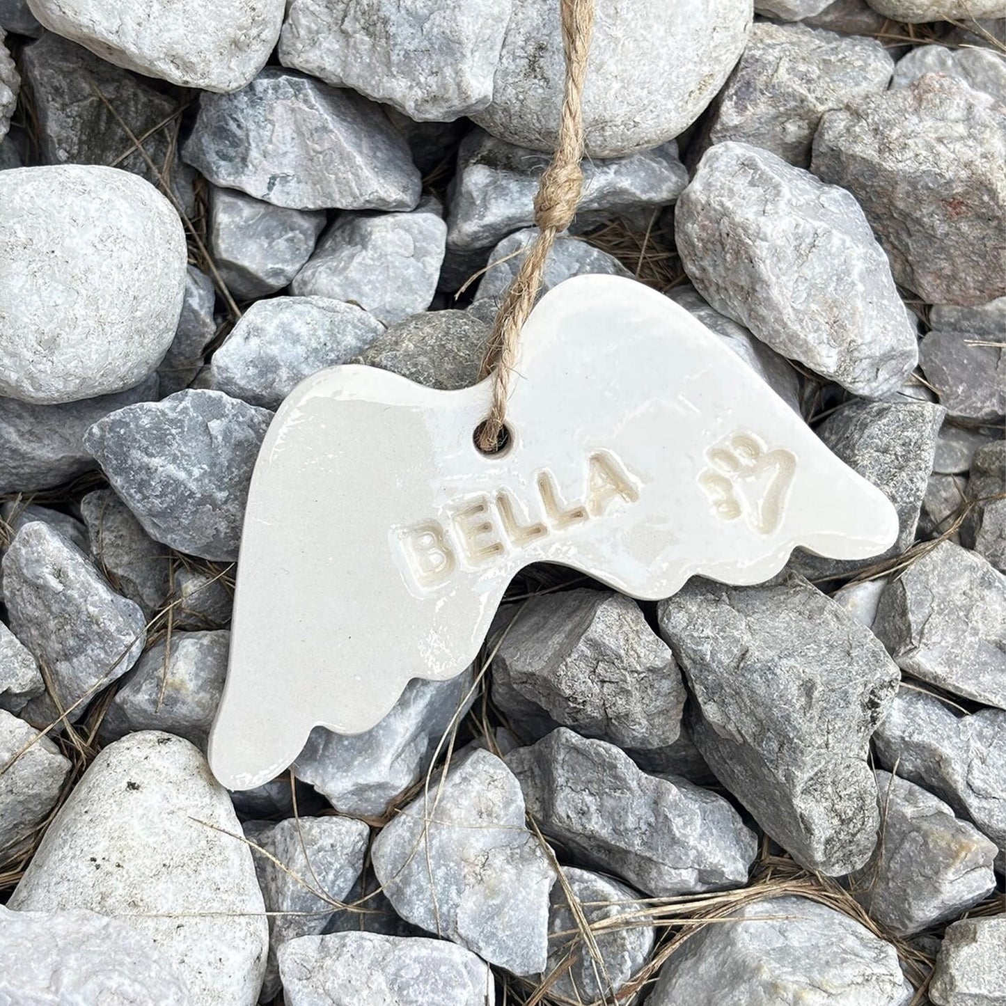 Personalized Pet Memorial Angel Wings Ornament, Custom Dog Cat Loss Keepsake, Handmade Clay Sympathy Gift 685608 WFD