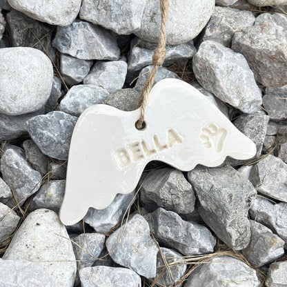 Personalized Pet Memorial Angel Wings Ornament, Custom Dog Cat Loss Keepsake, Handmade Clay Sympathy Gift 685608 WFD