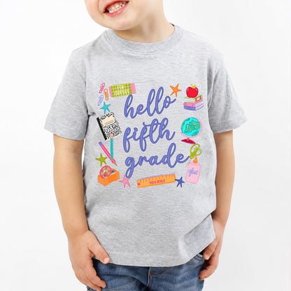 Hello Grade Kids Shirt, Back to School Tee, Choose Your Grade Student Shirt, Preschool to Fifth Grade Tee 685424
