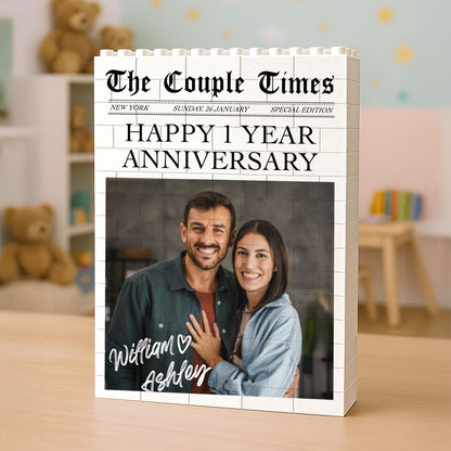Custom Photo Couple Building Brick Blocks, Personalized Anniversary Keepsake, Gift for Couple 685968