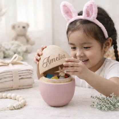 Personalized Wooden Easter Egg | Custom Name Fillable Wood Egg | Kids Easter Gift 684467
