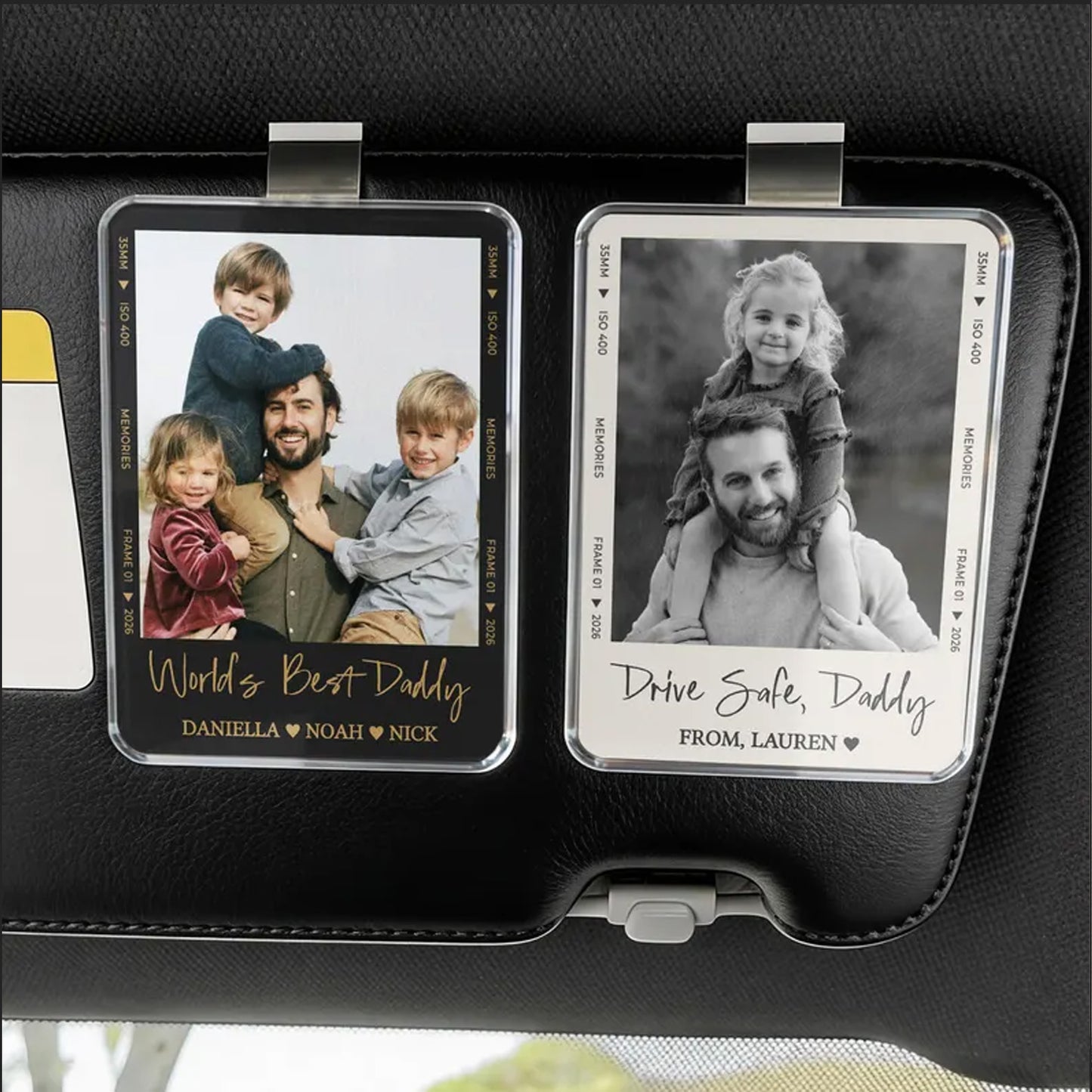 Personalized Drive Safe Dad Car Visor Clip, Custom Photo Acrylic Sun Visor Gift for Dad, Father's Day Gift 685150