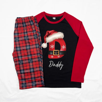 Personalized Santa Initial Family Christmas Pajamas, Buffalo Plaid Matching Holiday Pajama Set 686312 WFD