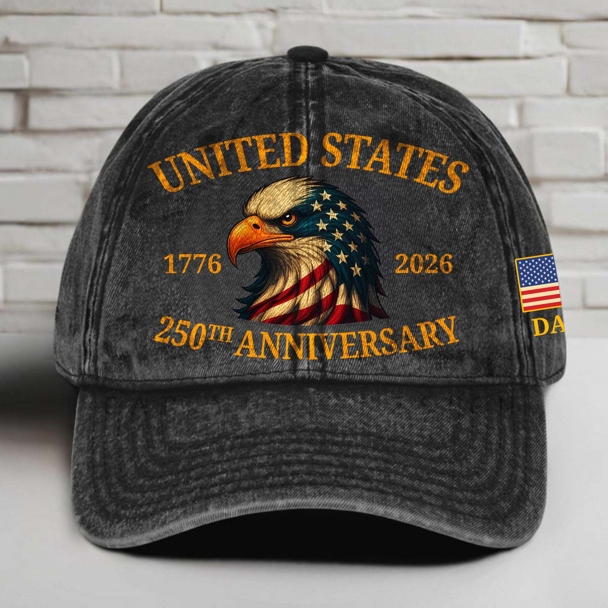 United States 250 Years Printed Vintage Washed Denim Baseball Cap | Patriotic Eagle 4th of July Hat 683955
