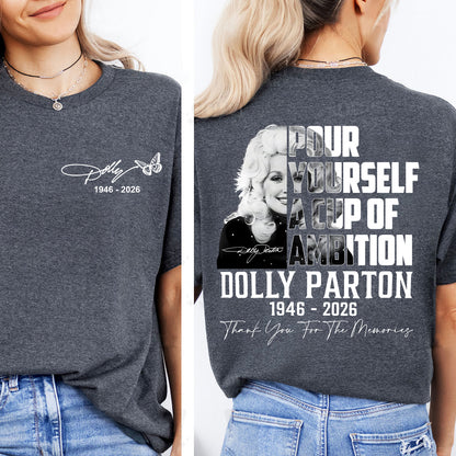 Dolly Parton Memorial Pocket & Back Shirt, Country Music Tribute Tee, Thank You For The Memories T-Shirt 686076