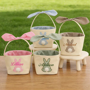 Personalized Easter Basket | Custom Name Bunny Rabbit Basket | Easter Egg Hunt Basket | Easter Gift for Kids 684444