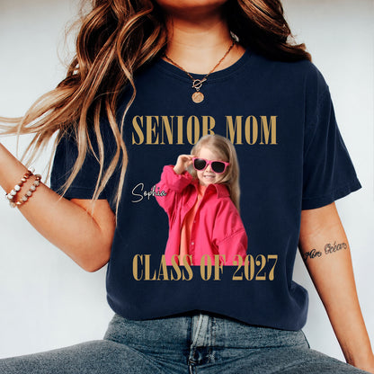 Custom Photo Senior Mom 2027 Shirt, Personalized Class of 2027 Tee, Retro Graduation Shirt 685721