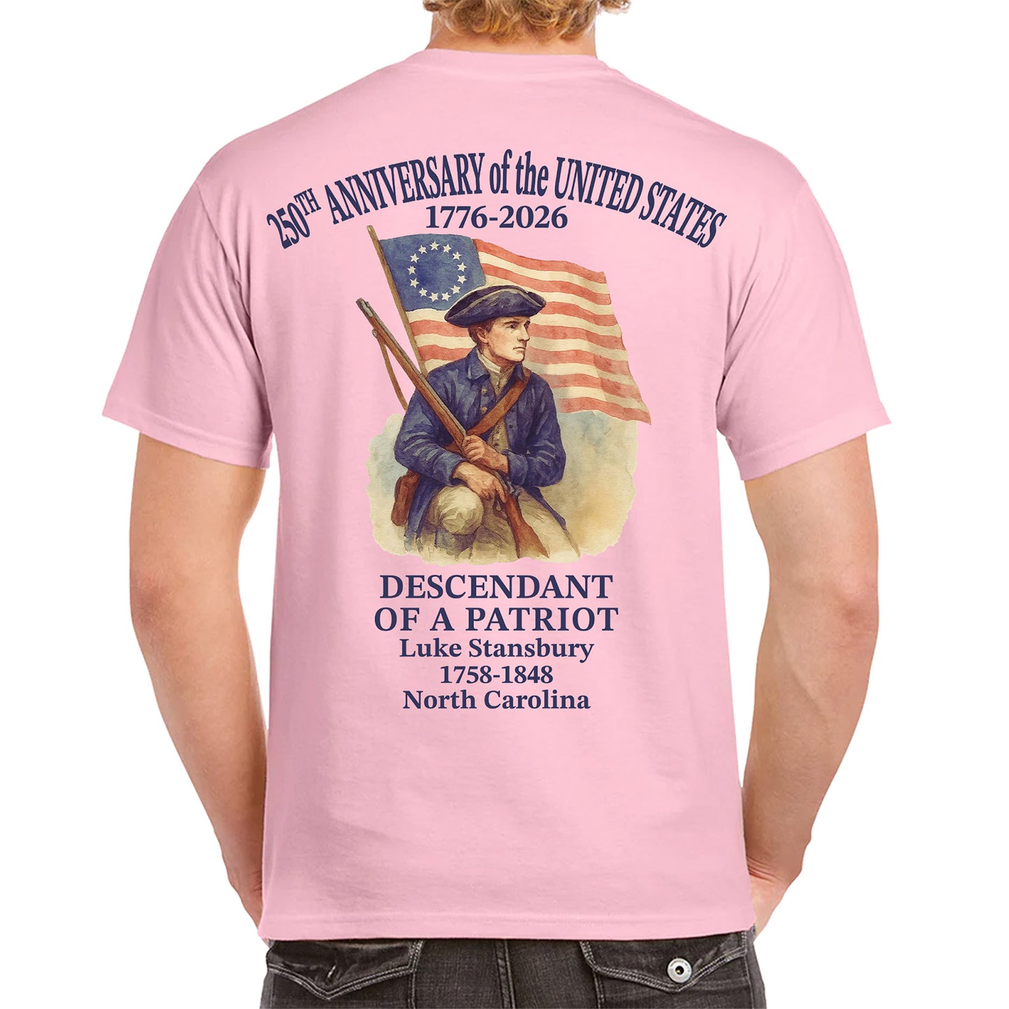 Custom Name 250 Years of America Backside Shirt | Personalized Descendant of a Patriot | Patriotic 1776–2026 Tee 684228