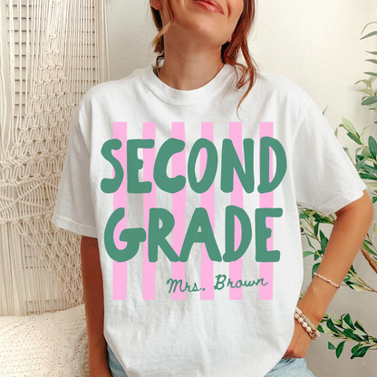 Custom Back to School Teacher Comfort Colors Shirt, Personalized Grade Level Teacher Team Tee, First to Fifth Grade Tee 685487 WFD