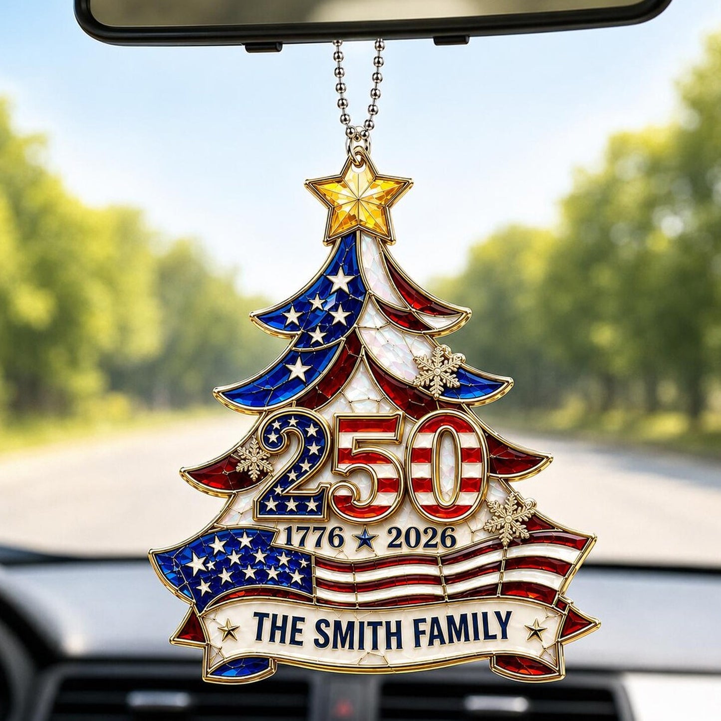 Personalized 250 Years Anniversary Acrylic Ornament, Custom Family Name Patriotic Christmas Ornament 685755