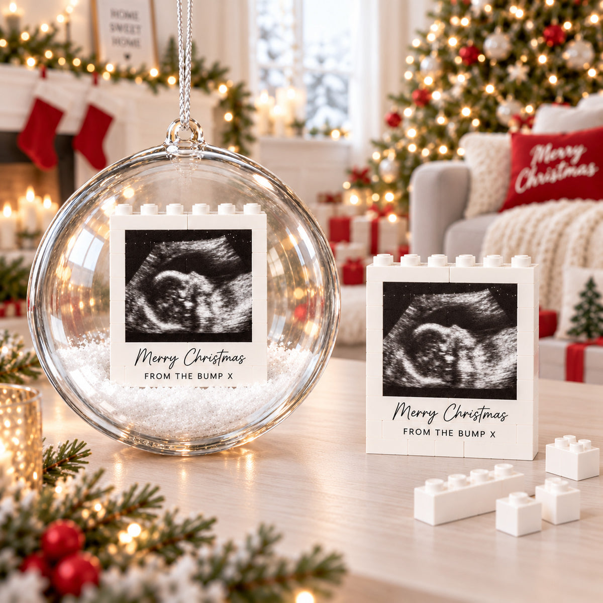 Personalized Baby First Christmas Lego Bauble Ornament, Custom Ultrasound Photo Christmas Gift 686283 WFD